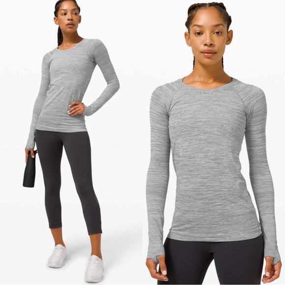 lululemon athletica Tops - LULULEMON Swiftly Tech 2.0 Striped Gray Long Sleeve Top Shirt